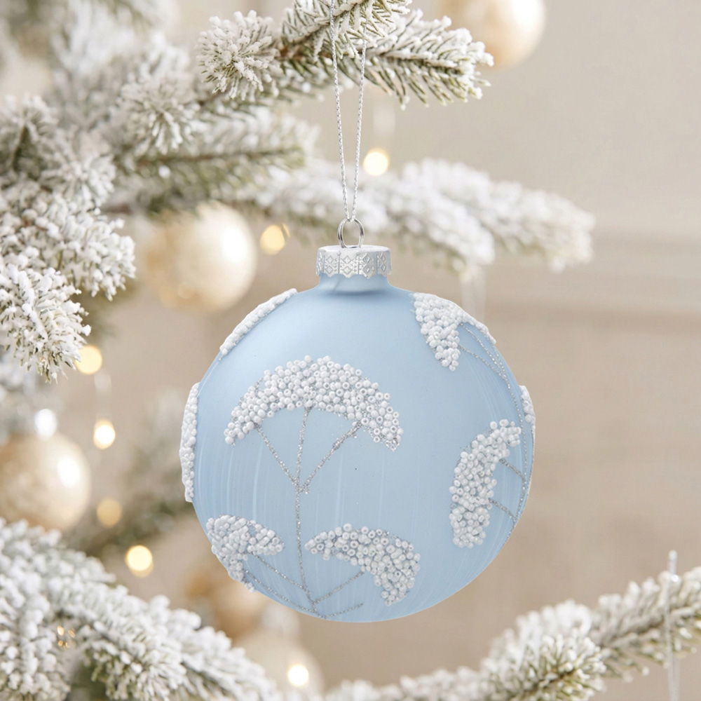Large Beaded Embellished Bauble Ice Blue Image 2