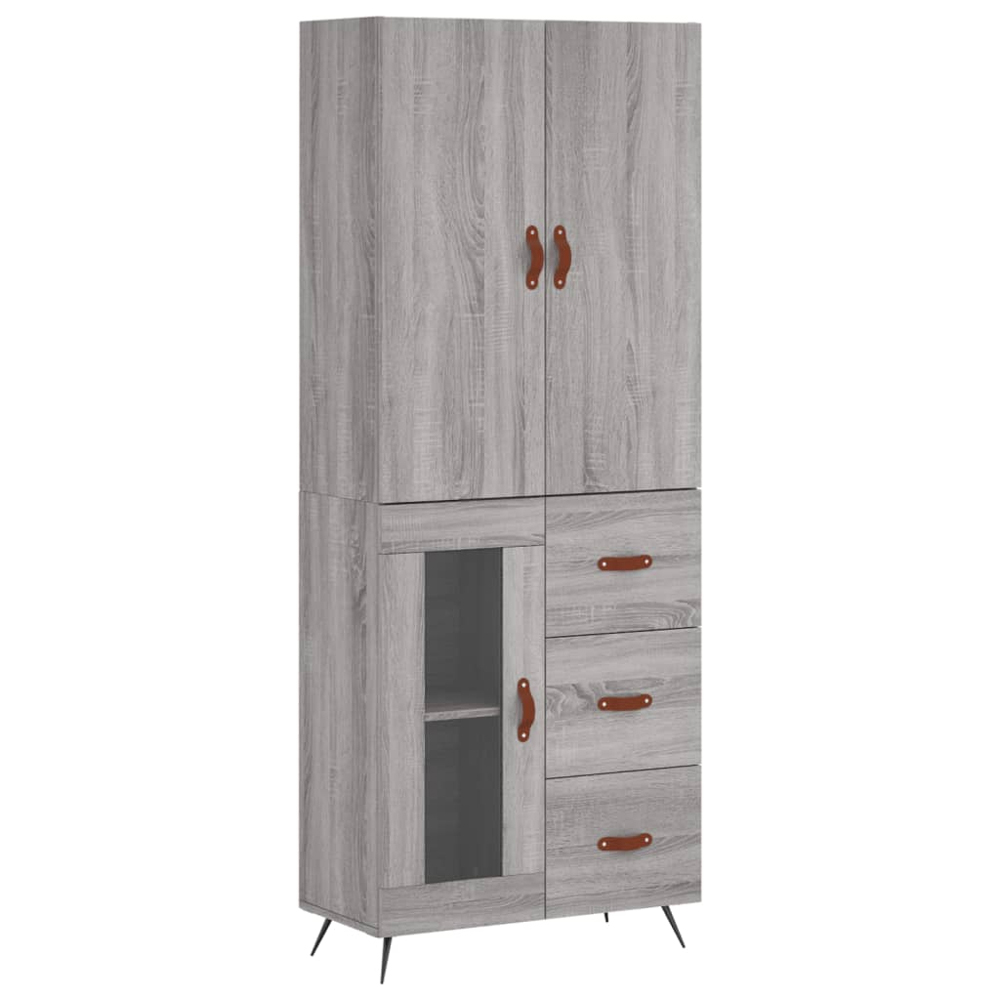 vidaXL 3 Door 3 Drawer Grey Sonoma Highboard Image 2