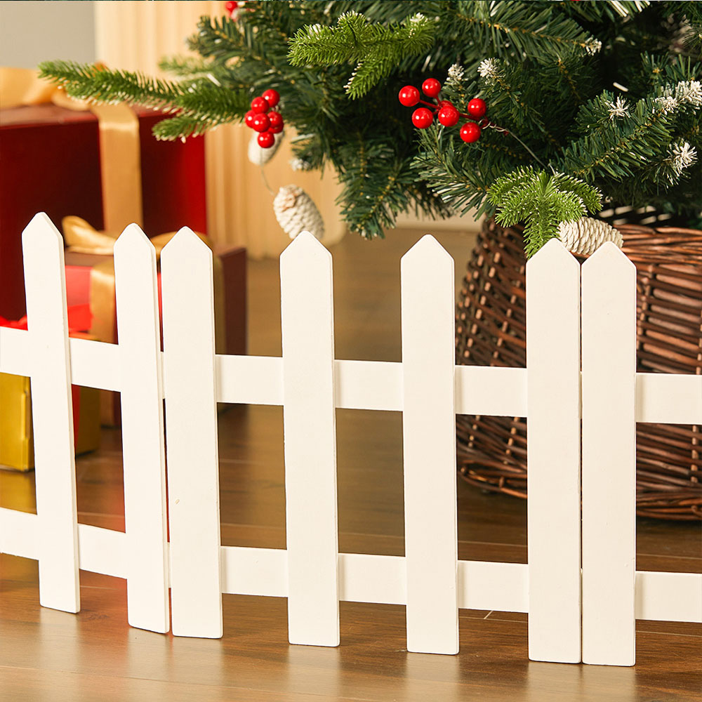 Living and Home Wooden Christmas Tree Picket Fence Image 6