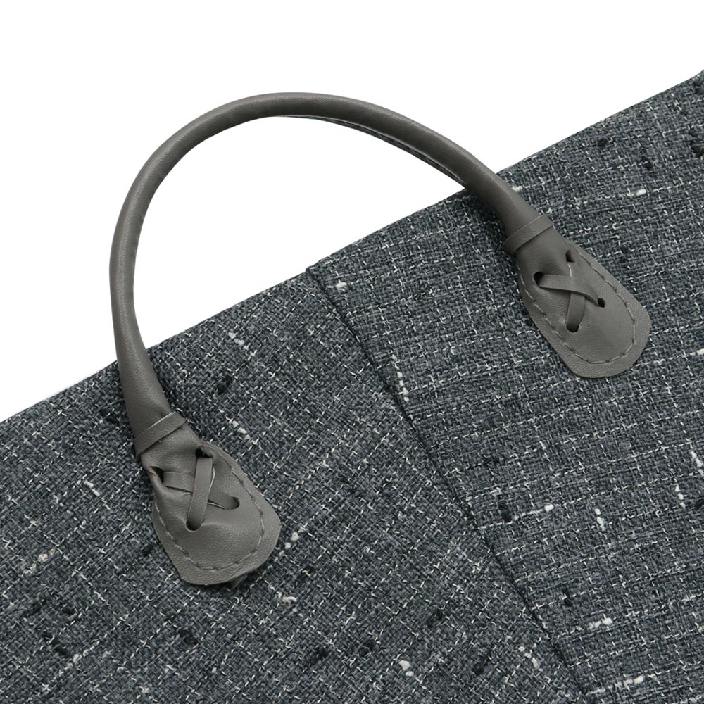 JVL Shadow Rectangular Fabric Storage Basket with PU Handles Image 3