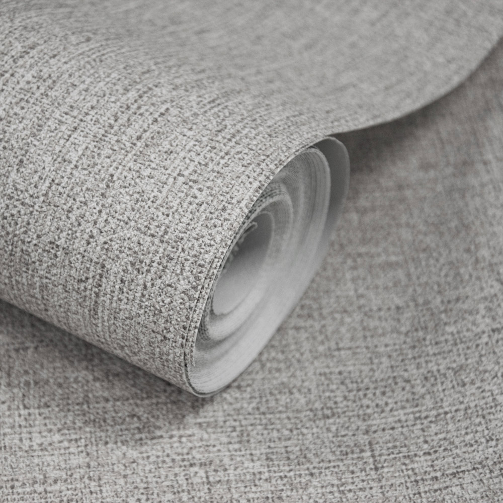 Grandeco Twill Plain Fabric Grey Textured Wallpaper Image 2