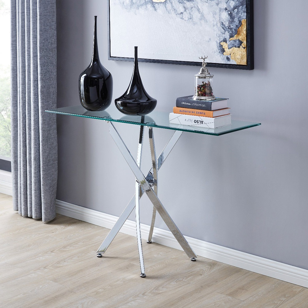 Furniturebox Tavolo Silver Leg Console Table Image 3