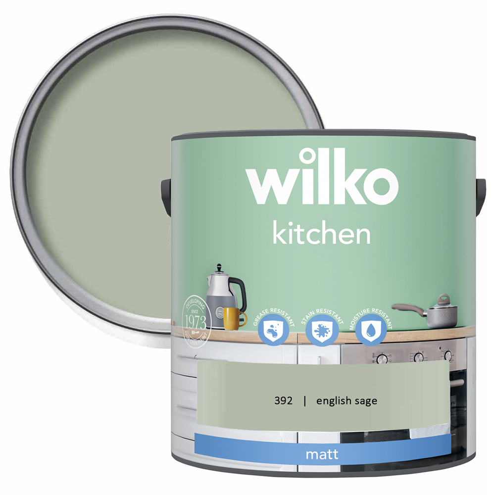 Wilko Kitchen English Sage Matt Emulsion Paint 2.5 L Image 1