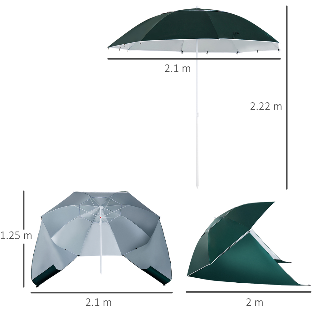 Outsunny Green Parasol with Curtains 2m Image 7
