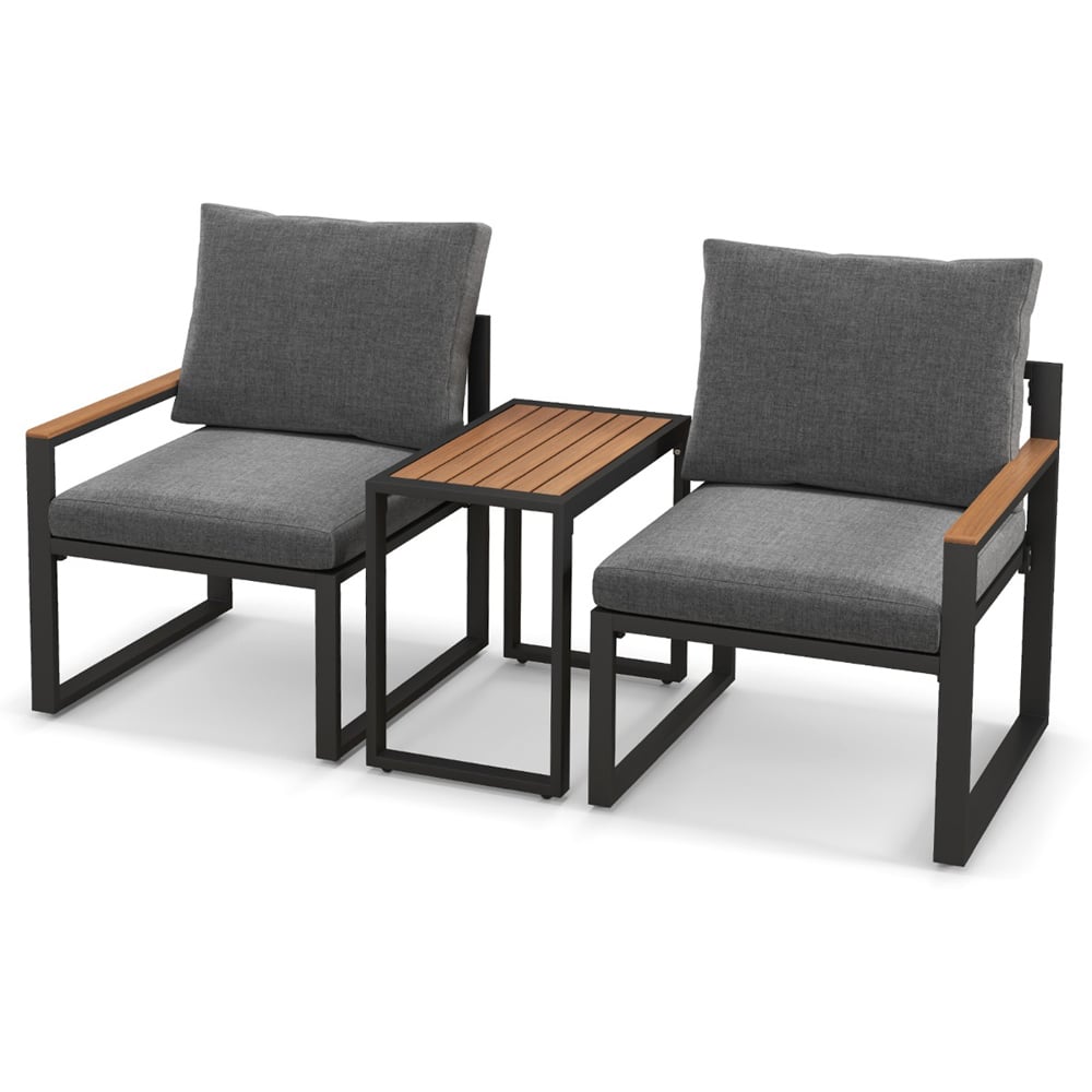 Costway 2 Seater Grey Patio Furniture Set with Cushions Image 2