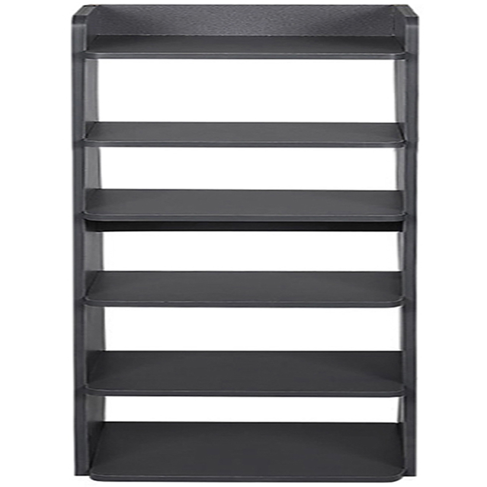 Living and Home 6 Shelf Black Wide Shoe Rack with Raised Guardrail Image 3