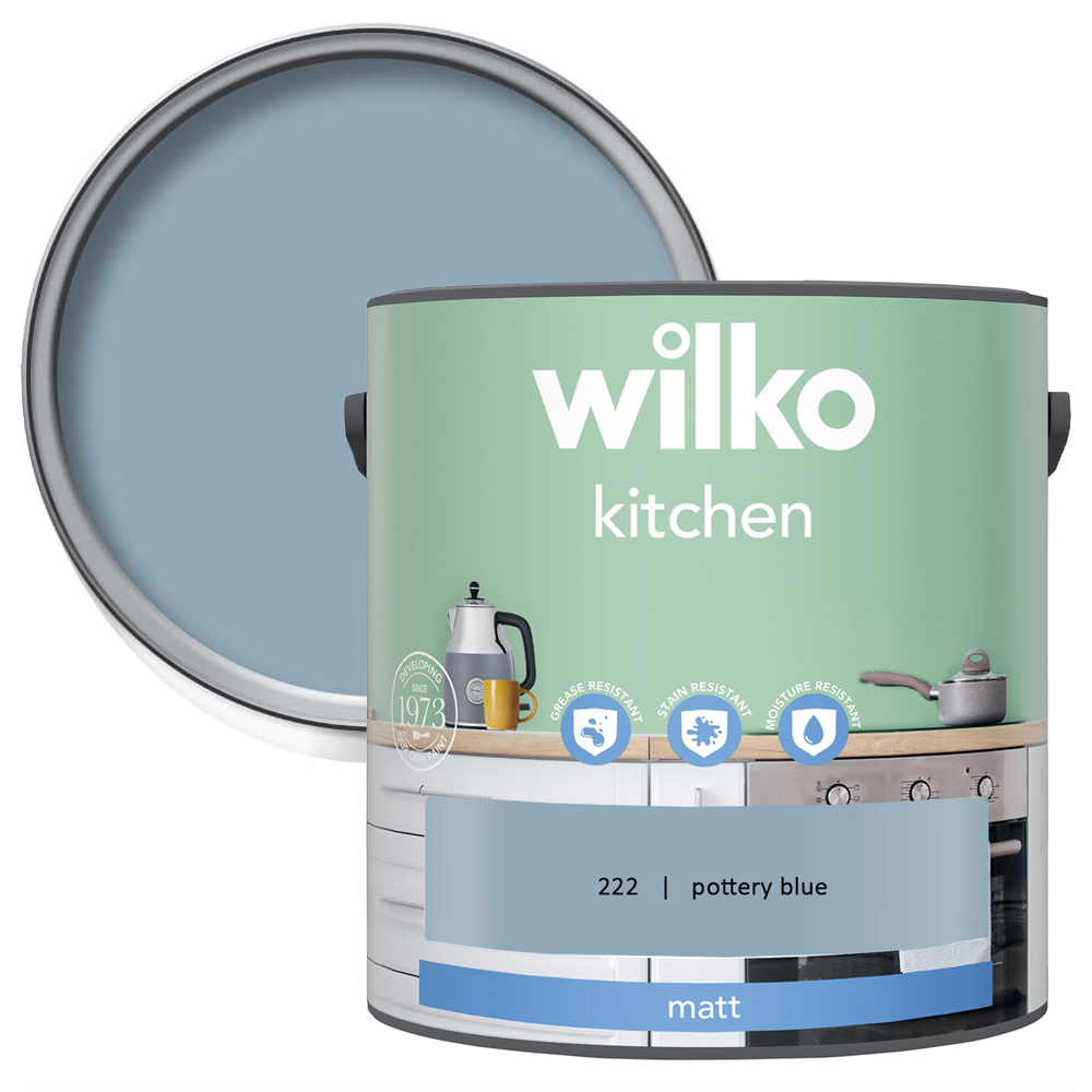 Wilko Kitchen Pottery Blue Matt Emulsion Paint 2.5L Image 1