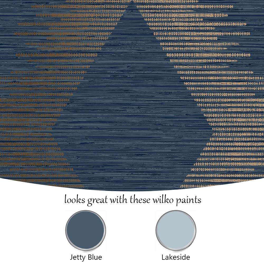 Superfresco Easy Serenity Geo Navy and Copper Wallpaper Image 5