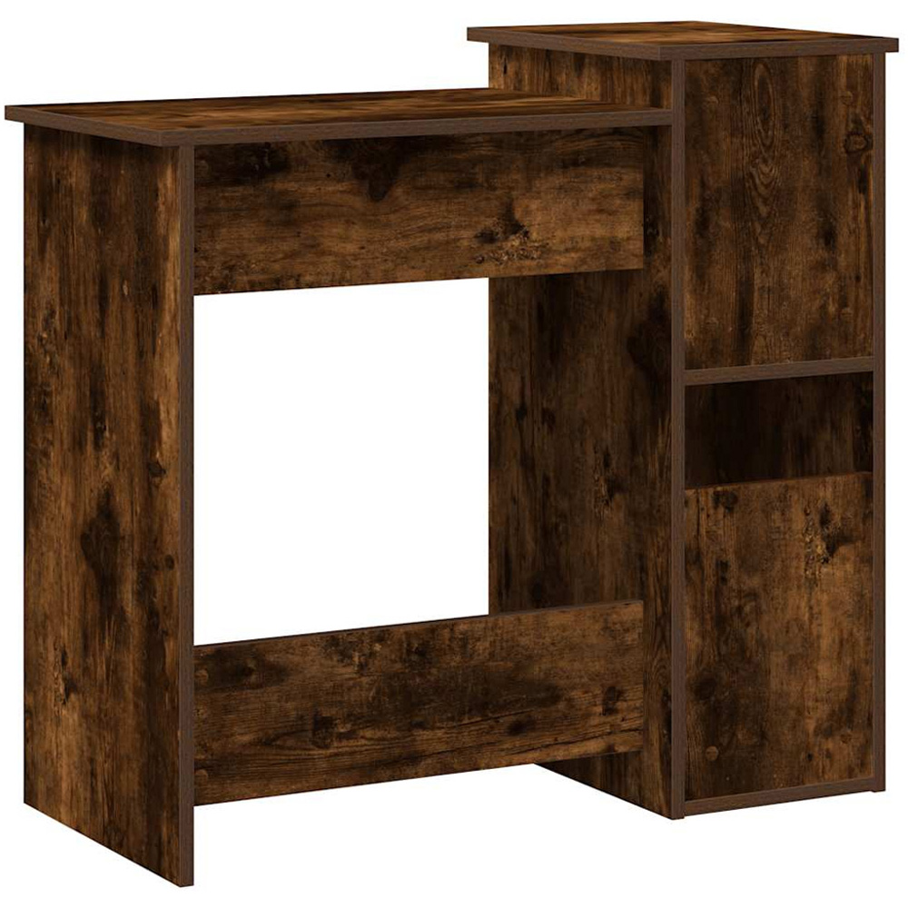 vidaXL 2 Shelf Computer Desk with Keyboard Tray Smoked Oak Image 6