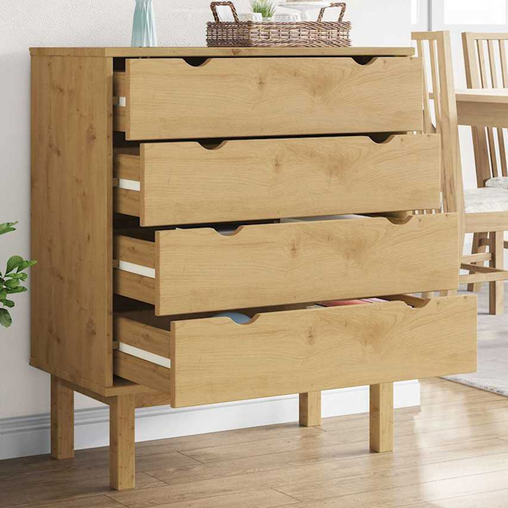 vidaXL Otta 4 Drawer Brown Solid Pine Wood Chest of Drawers Image 1