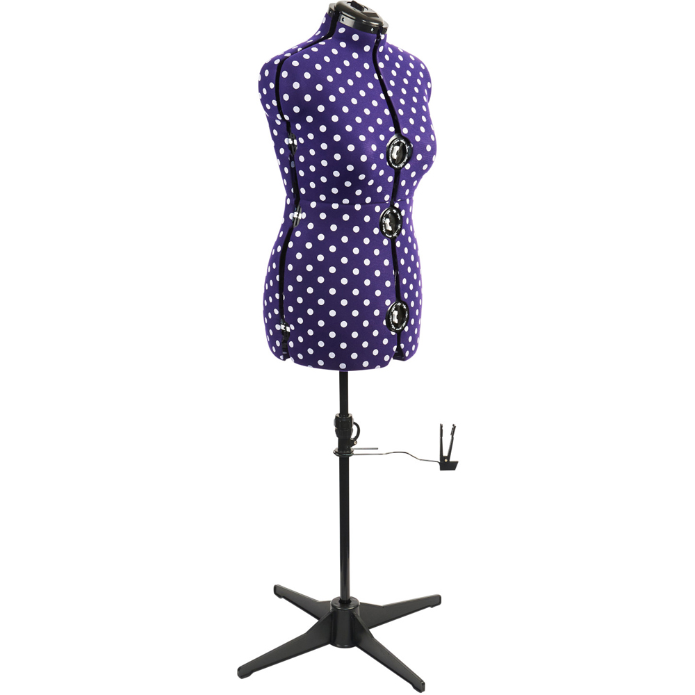 Sewing Online 5906B Purple Polka Adjustable 8-Part Dressmakers Dummy with Hem Marker Medium Image 1