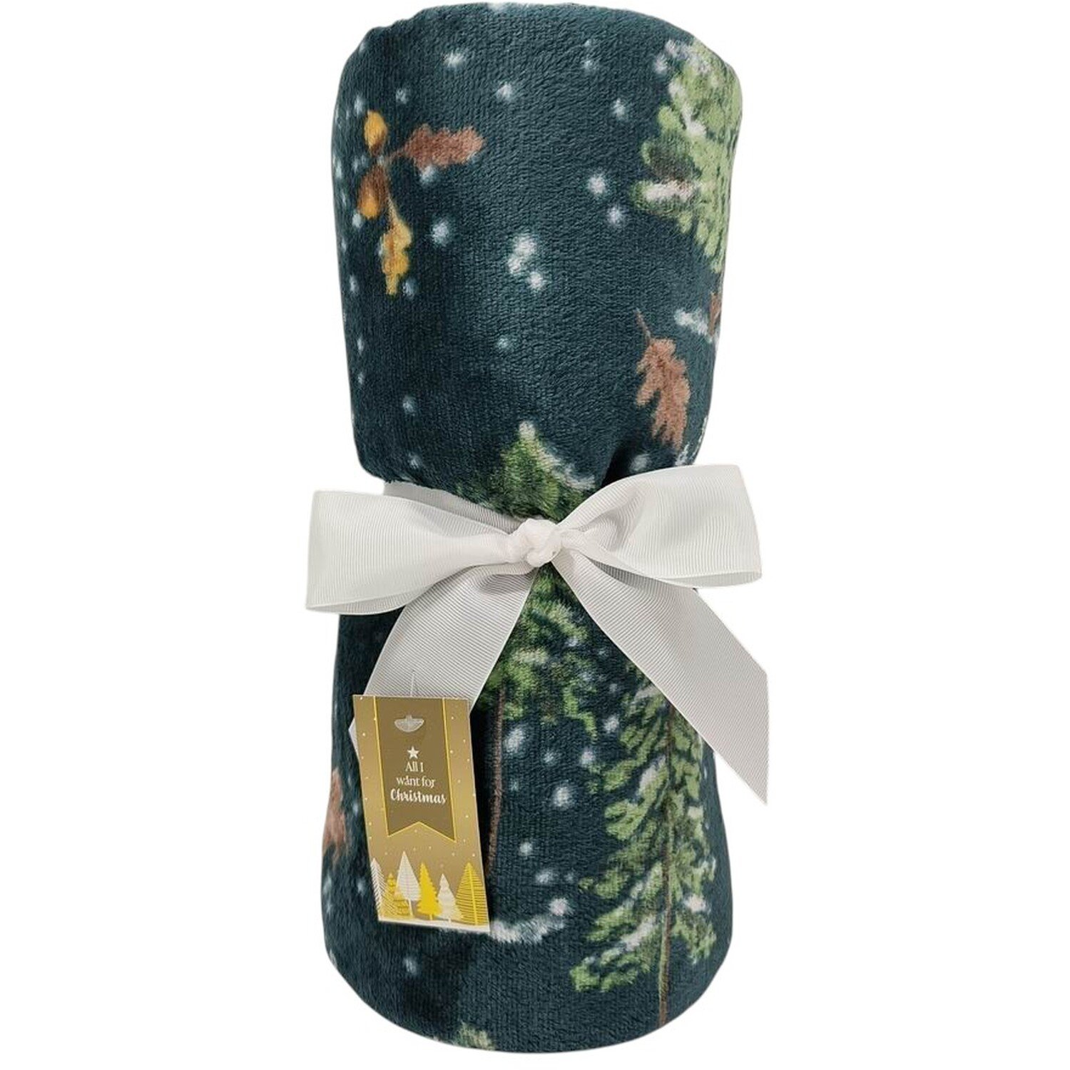 Woodland Friends Fleece Throw Green Image 1