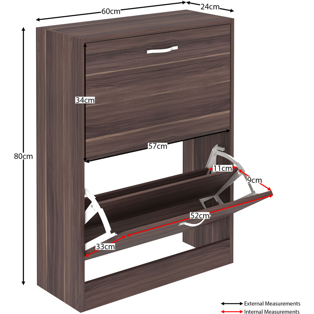 Vida Designs 2 Drawer Walnut Shoe Cabinet Image 7