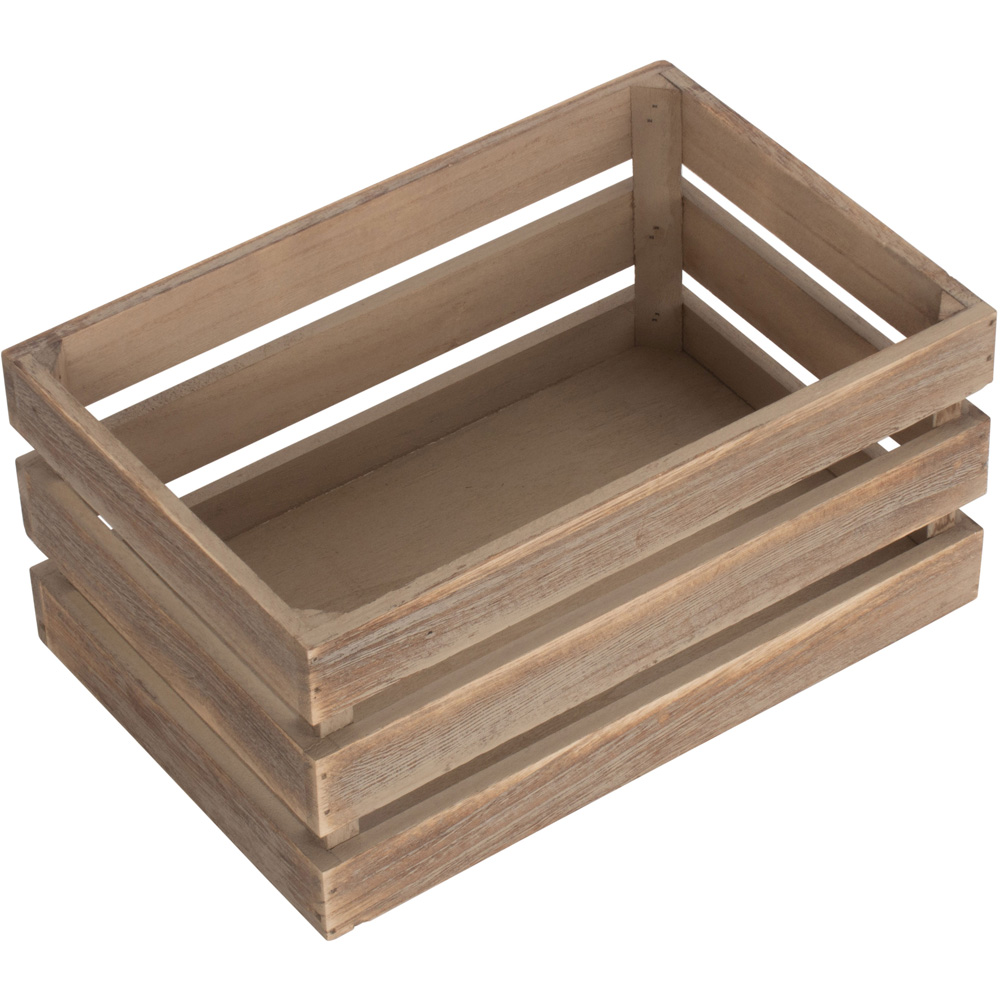 Red Hamper Small Oak Effect Slatted Wooden Storage Crate Wilko