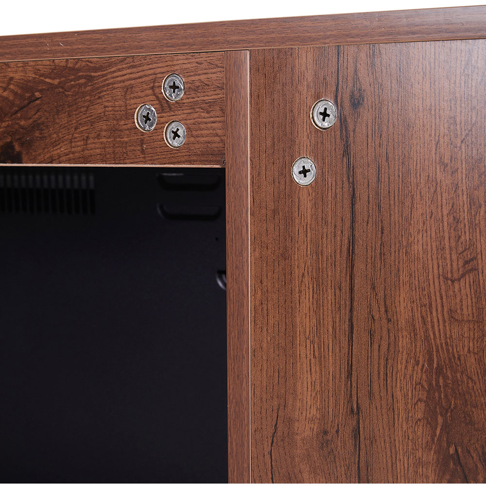 Living and Home 2 Door Black and Brown Electric Fireplace TV Stand with Remote Control Image 5