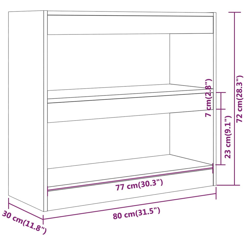 vidaXL 2 Shelf White Bookcase Image 8