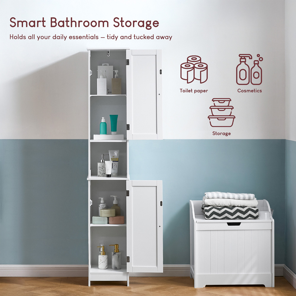 BATH VIDA Liano 2 Door White Tall Floor Cabinet Image 6
