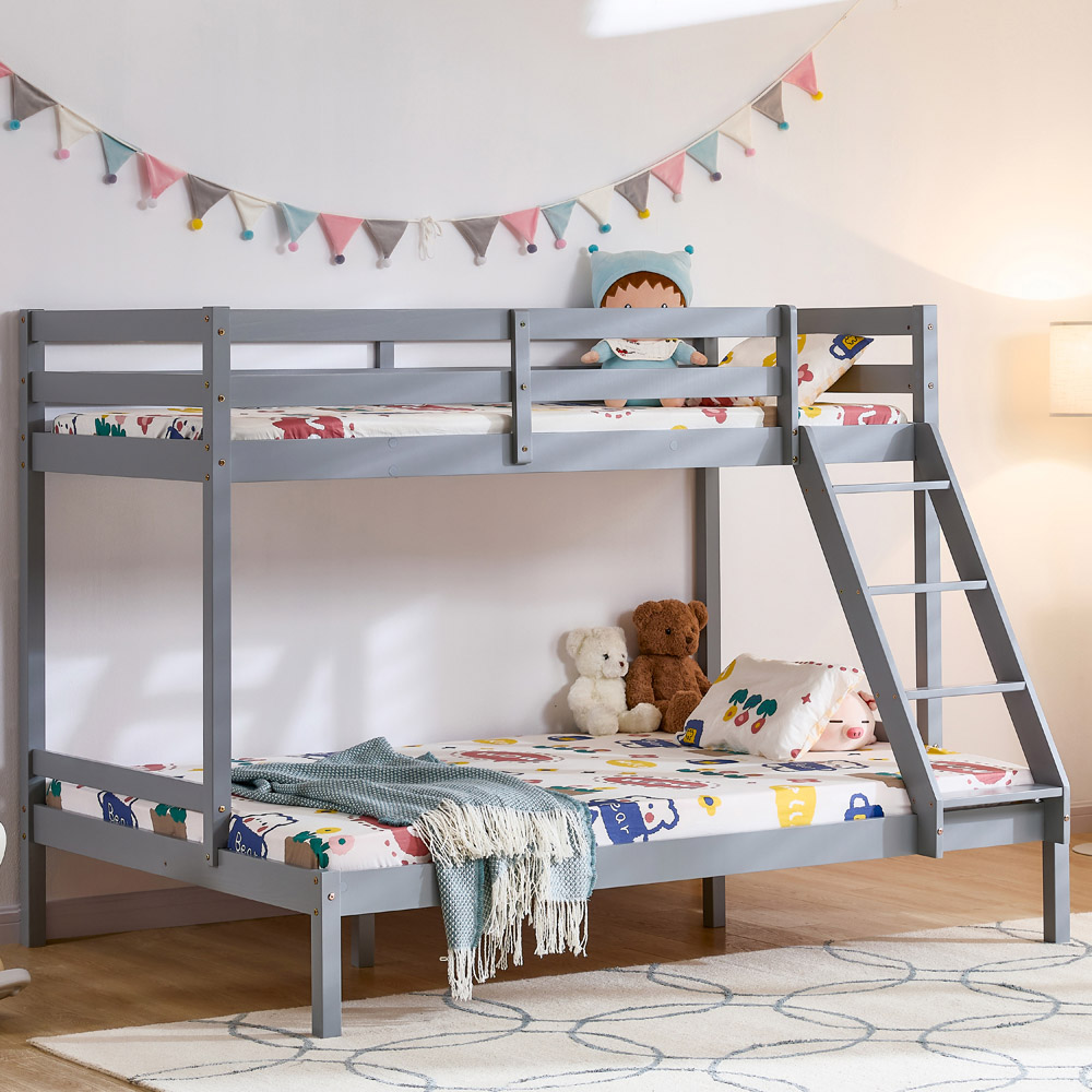 VIDA DESIGNS Sydney Grey Triple Sleeper Bunk Bed with Foam Mattress Image 1