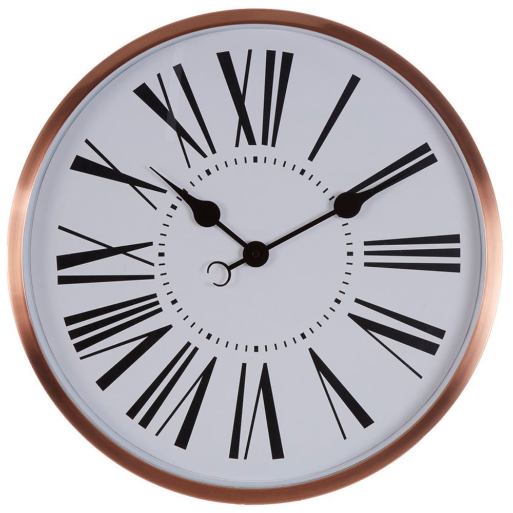 Premier Housewares Baillie White and Rose Gold Round Wall Clock 50cm Image 1