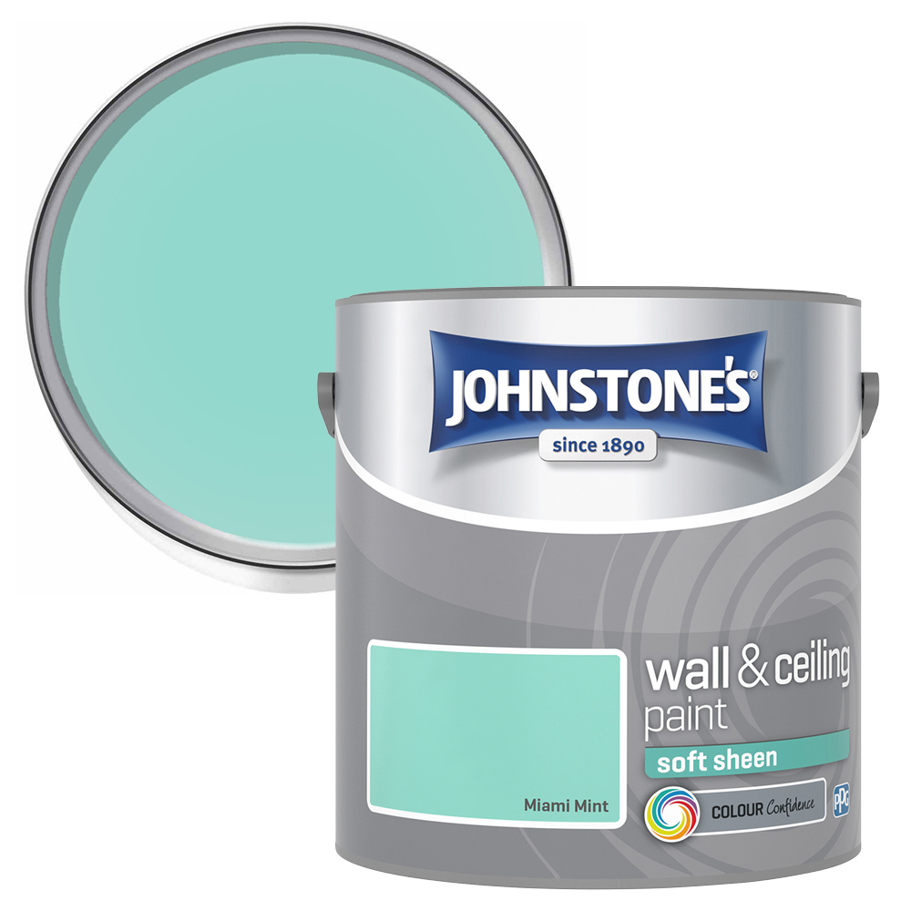Johnstone's Walls & Ceilings Miami Mint Soft Sheen Emulsion Paint 2.5L Image 1
