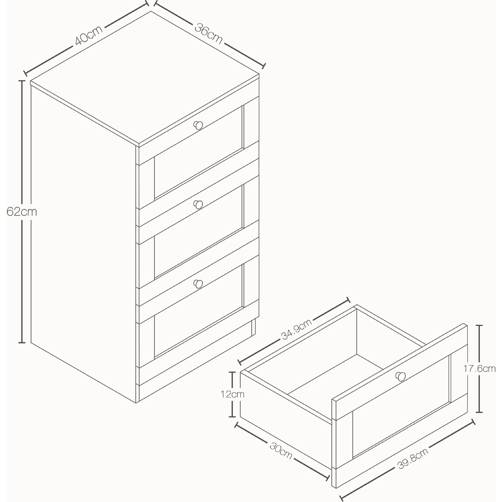 VIDA DESIGNS Altino 3 Drawer Black Shaker-Style Bedside Chest Set of 2 Image 8