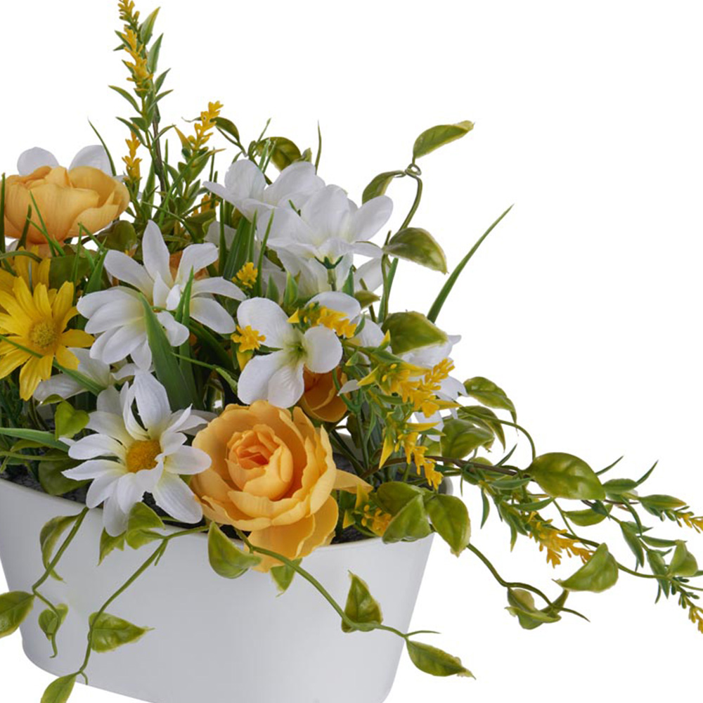 Wilko Faux Flowers in Window Box Yellow & White Mix Image 5