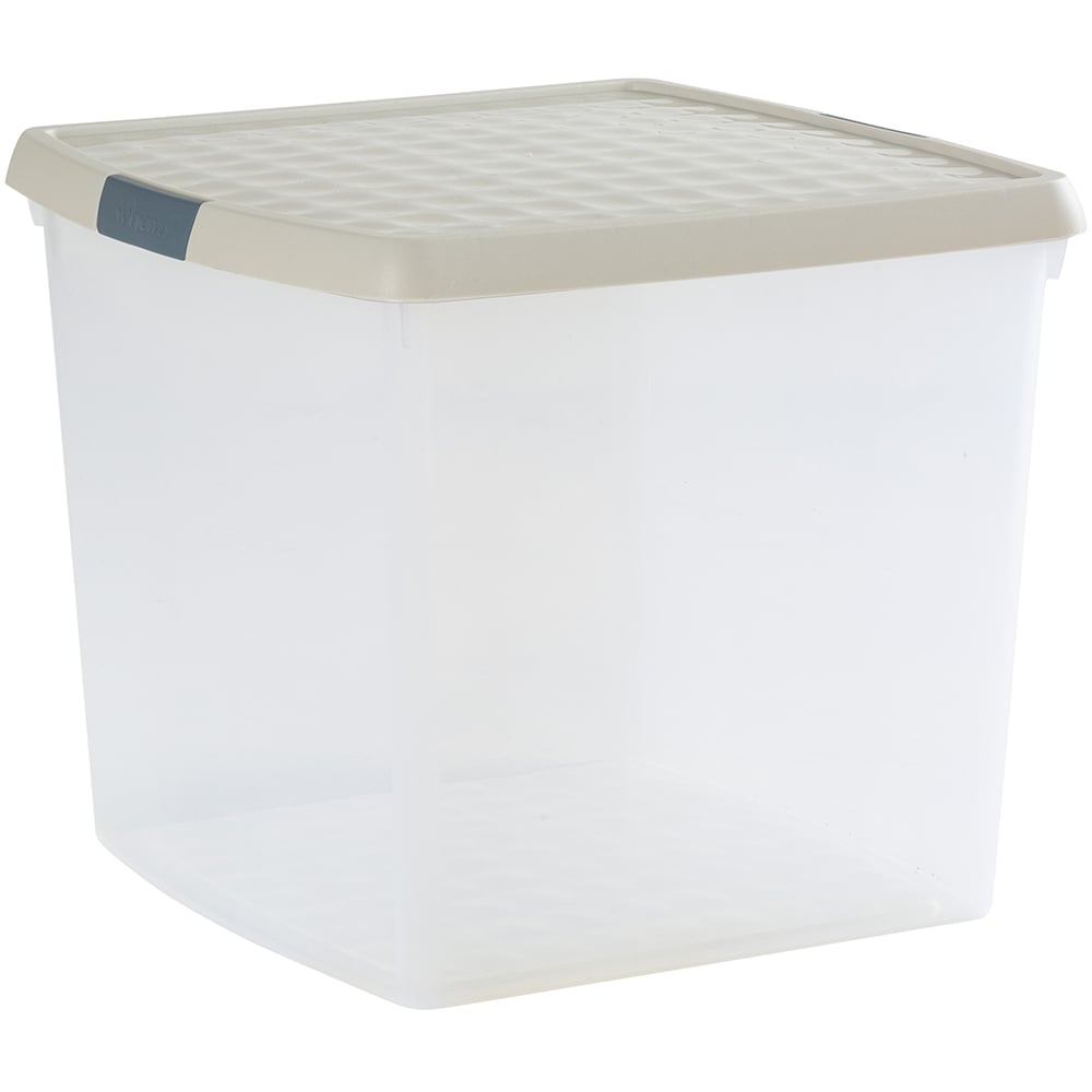 Wham Clip 37L Clear Stone and Slate Grey Square Storage Box with Lid 4 Pack Image 1