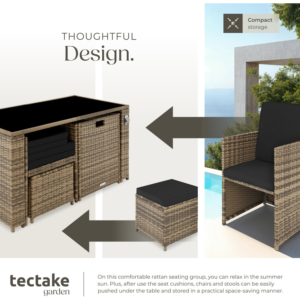 tectake Palermo 4 Seater Nature Garden Table Set Image 4