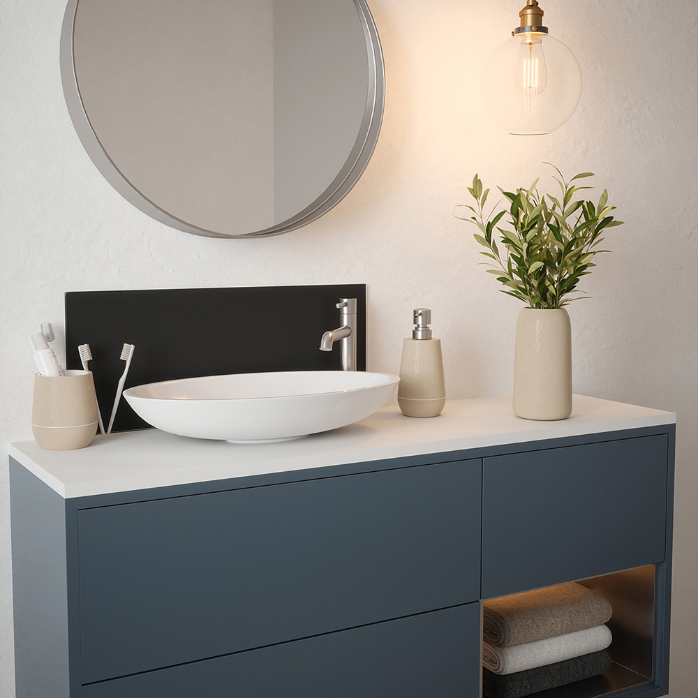 Matt Black Glass Bathroom Splashback 500 x 250 x 4mm Image 4