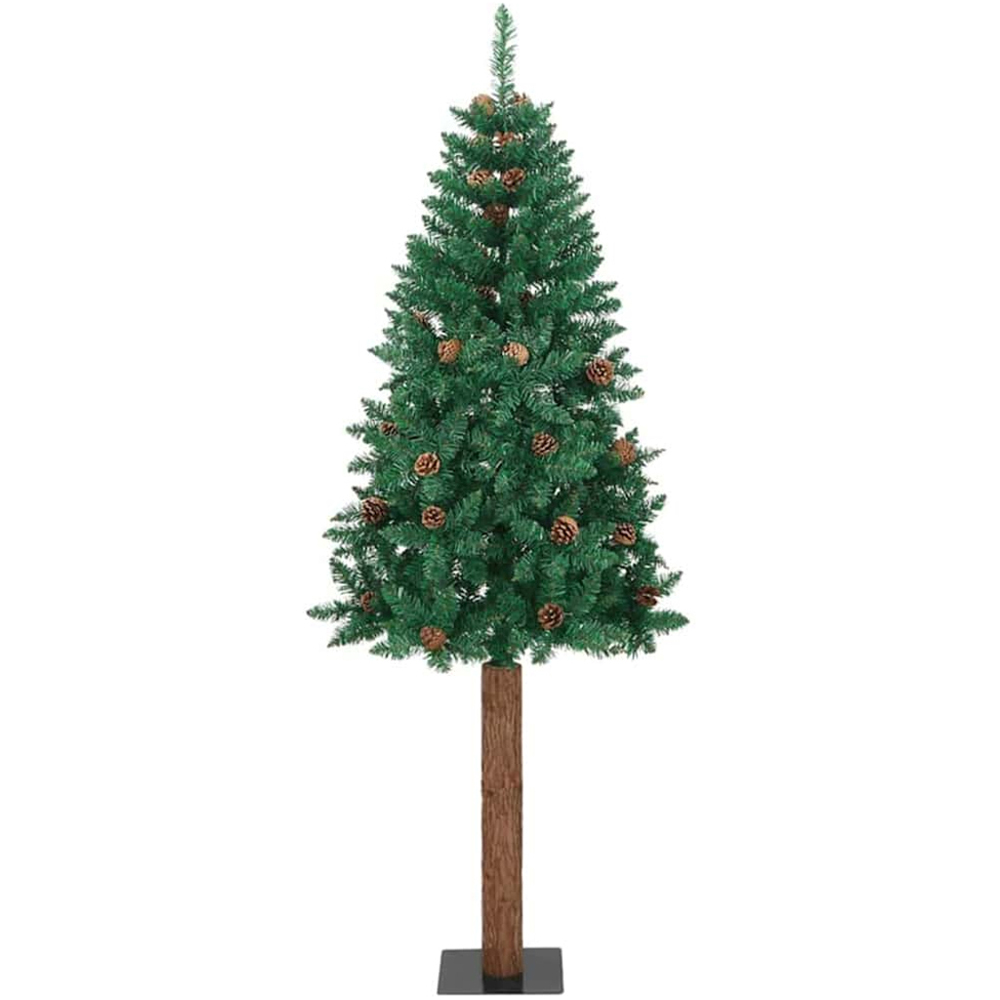 vidaXL Green Artificial Christmas Tree with LEDs Pinecones 7ft Image 1
