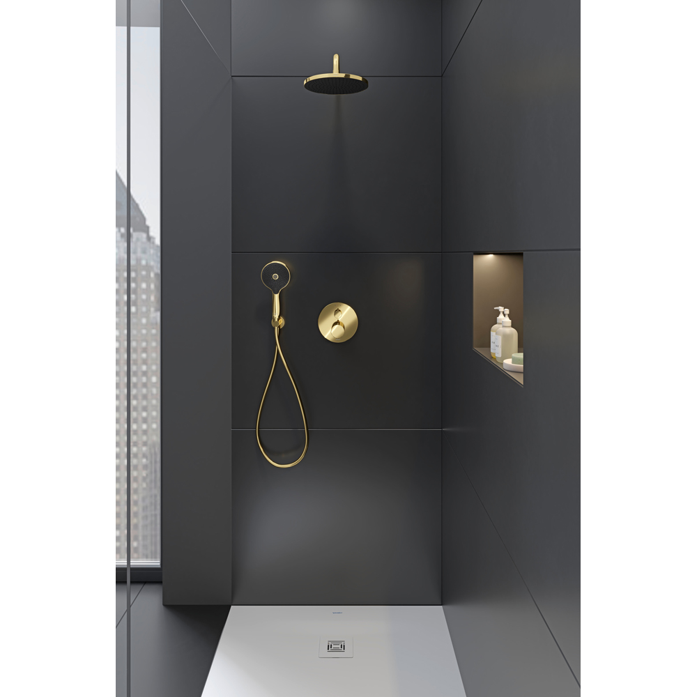 Duravit Minusflow Polished Gold Head Shower 230mm Image 2