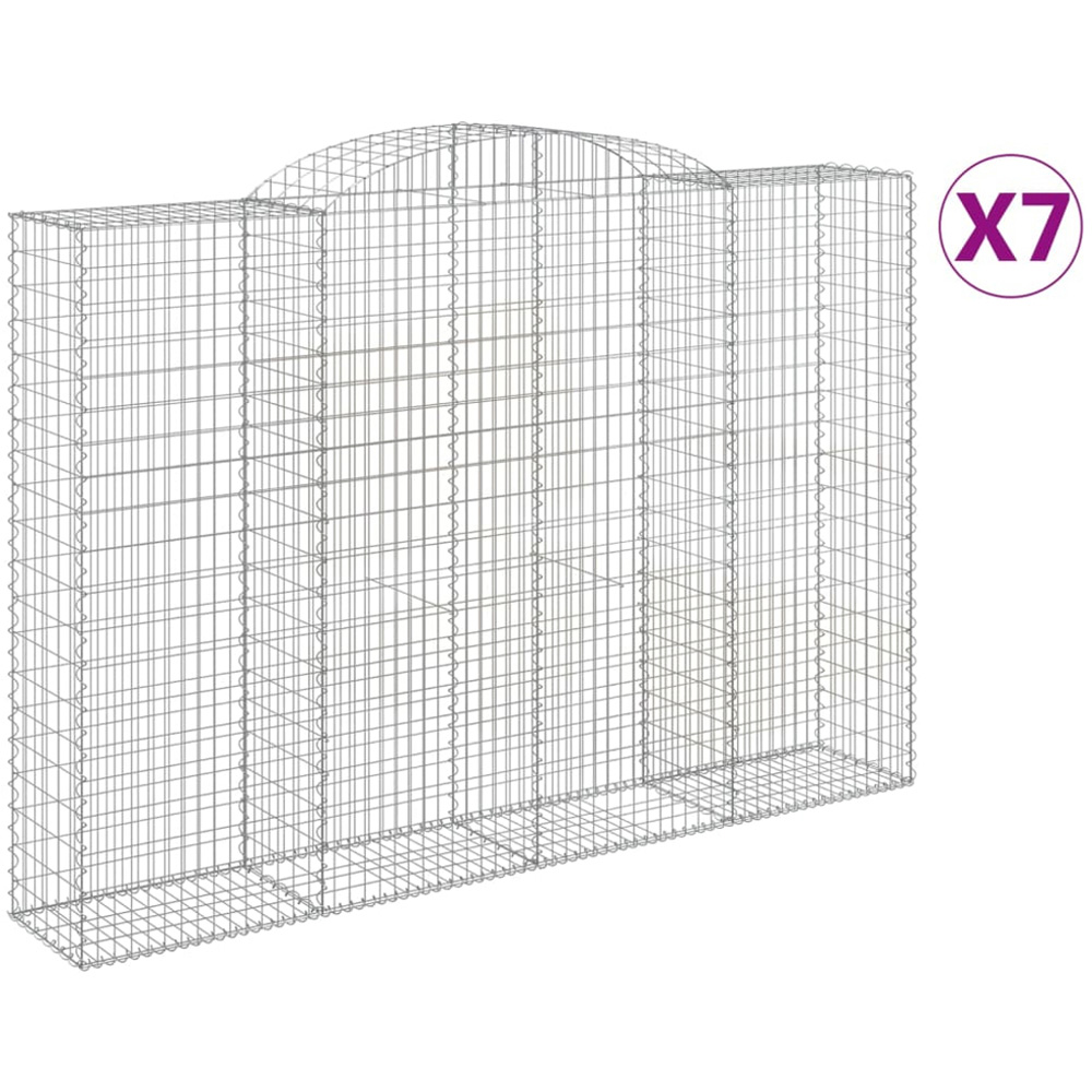 vidaXL Silver Galvanised Iron Arched Gabion Basket 300 x 50 x 200/220cm 7 Pack Image 4