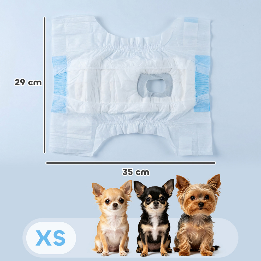 PawHut Extra Small Disposable Female Dog Diapers 15-33cm 48 Pack Image 9