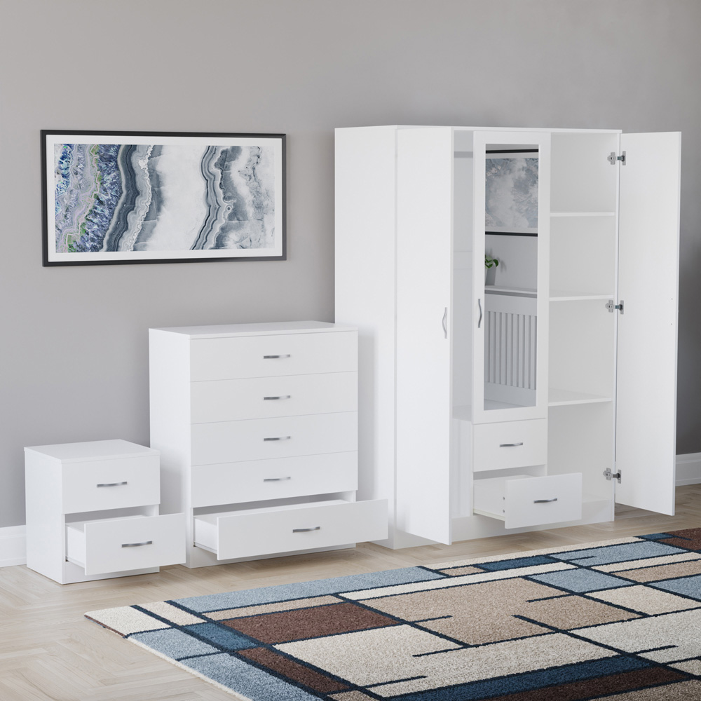 VIDA DESIGNS Riano White 3 Piece Bedroom Furniture Set Image 4