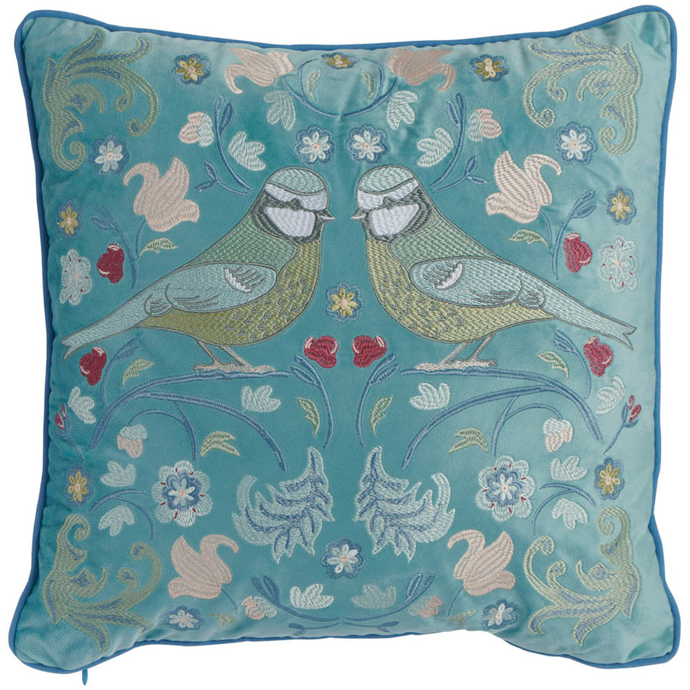 Wilko Bluetit Embroidery Cushion 43 x 43cm Image 1