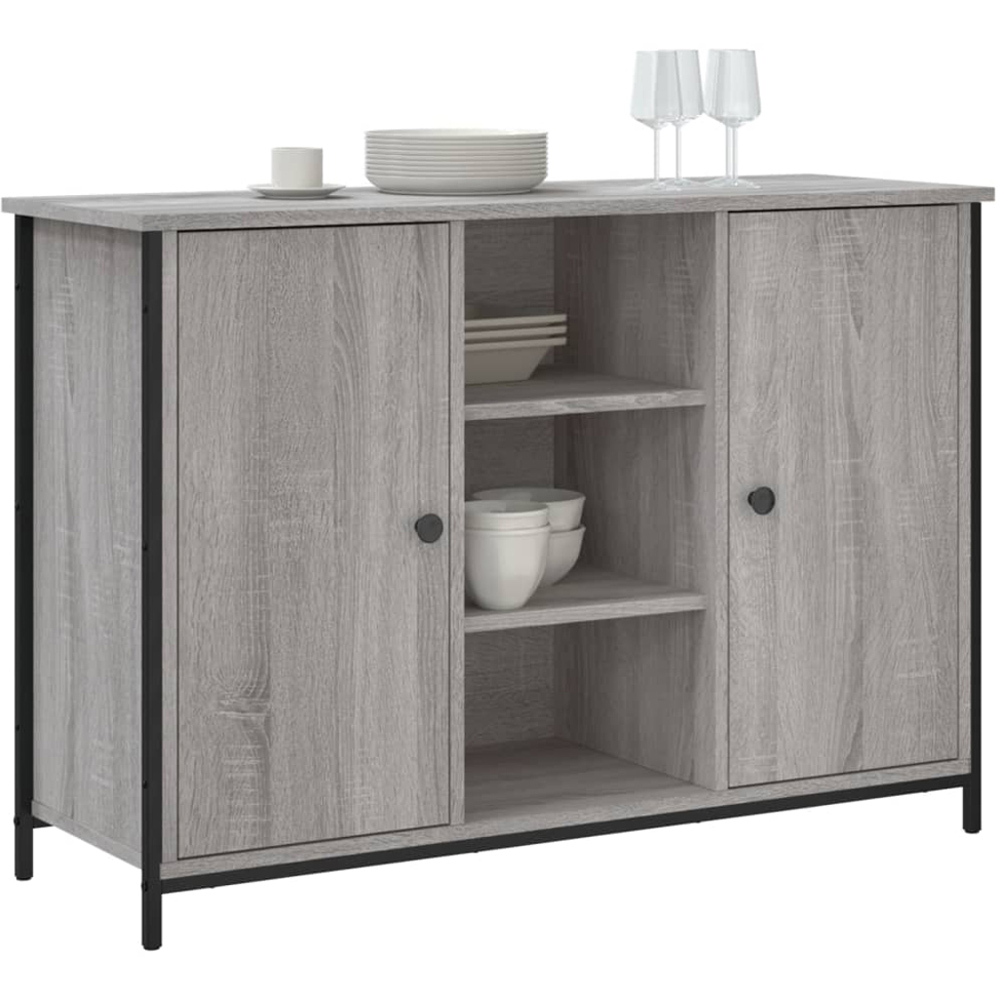 vidaXL 2 Door 3 Shelf Grey Sonoma Wooden Sideboard Image 3