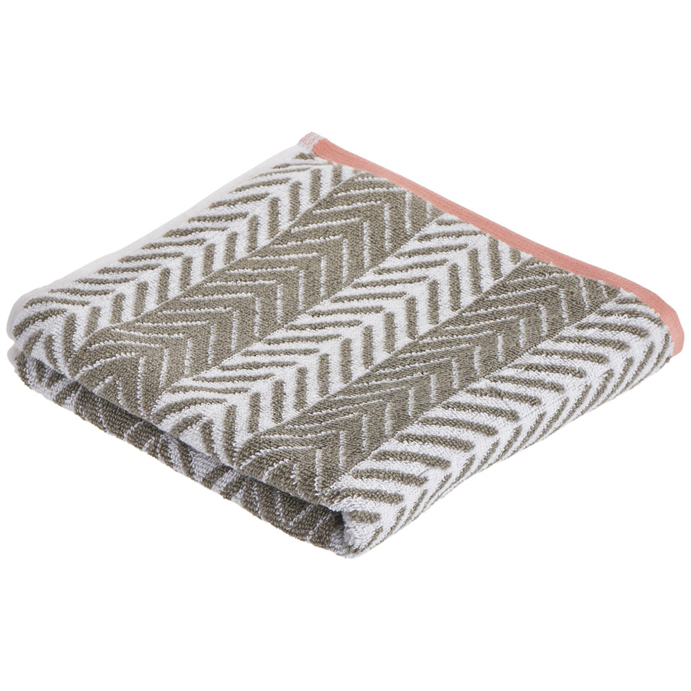 Wilko Grey and Pink Chevron Hand Towel Image 1