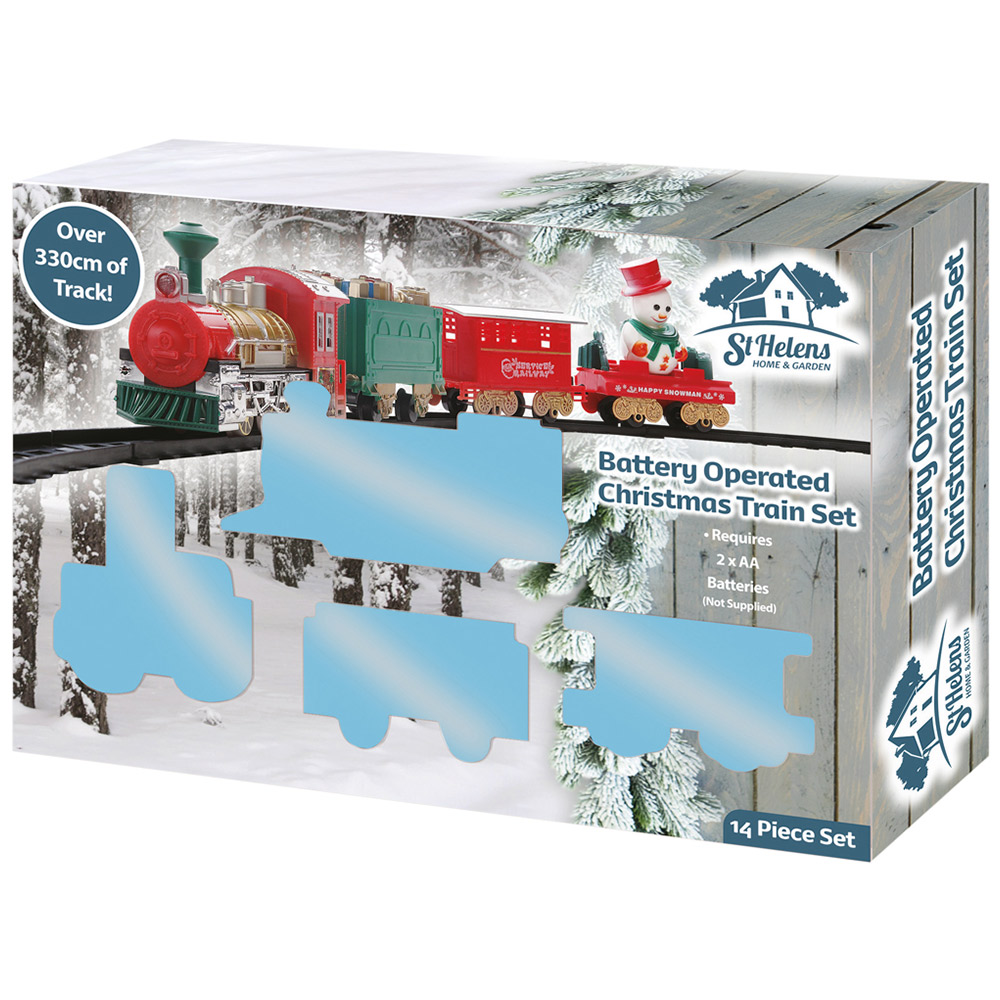 St Helens 3 Carriages Battery Operated Christmas Train Set Image 1