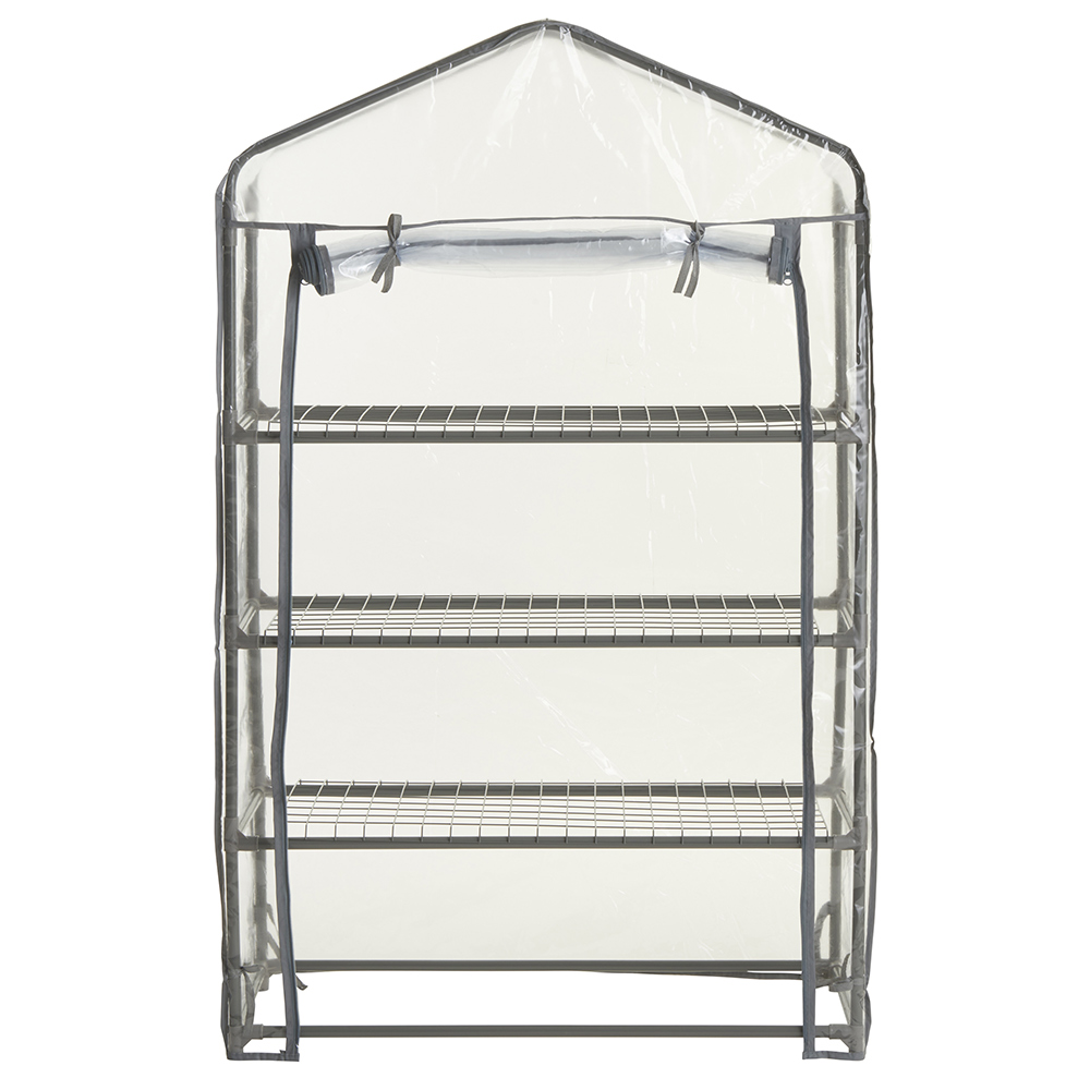 Wilko Wide Mini Greenhouse with 3 Metal Shelves and PVC Cover Image 3