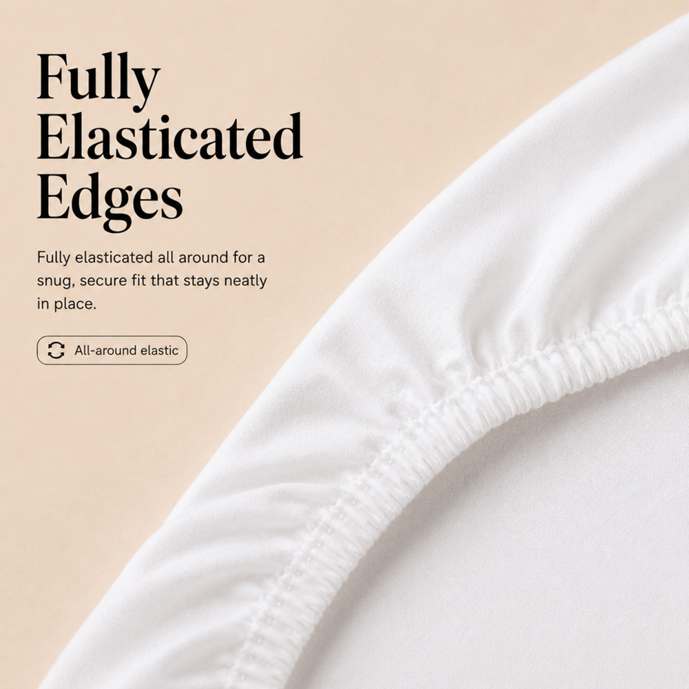 MHG Living Super King Size White 30cm Deep Pocket Fitted Sheet with 2 Pillowcase Image 7