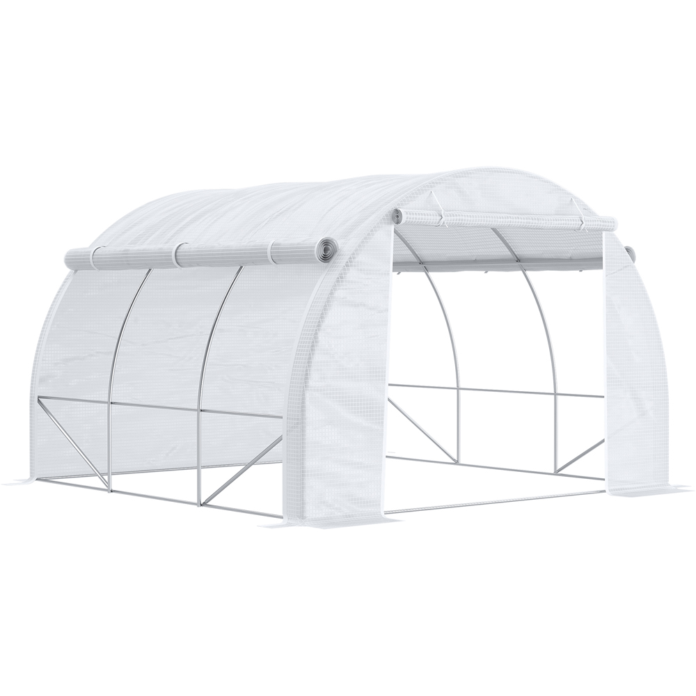 Outsunny White Plastic 10 x 10ft Polytunnel Greenhouse Image 1
