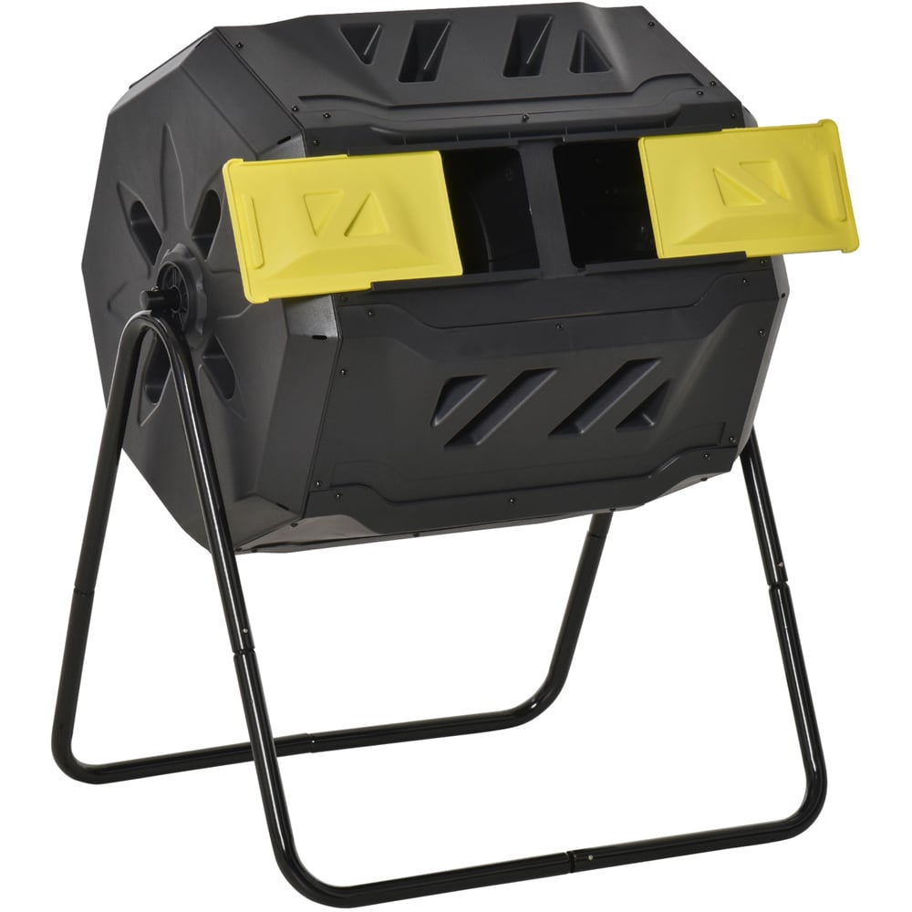 Outsunny Yellow Dual Chamber Outdoor Tumbling Compost Bin 160L Image 1