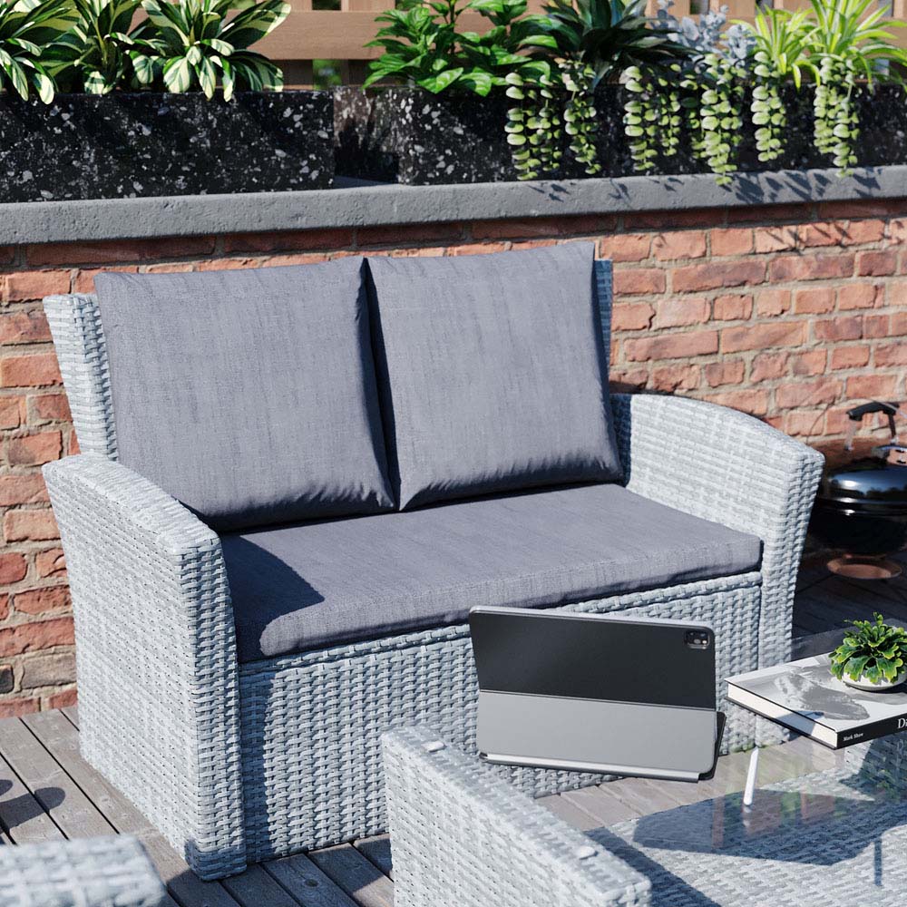 Garden Vida Mylor 4 Seater Grey Rattan Lounge Set Image 3
