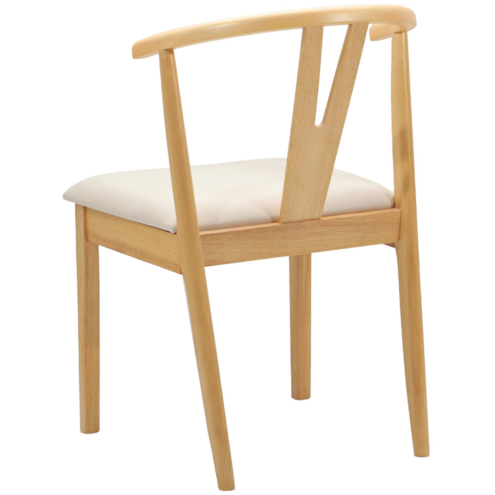 vidaXL Set of 2 Natural Rubberwood Dining Chairs Image 4