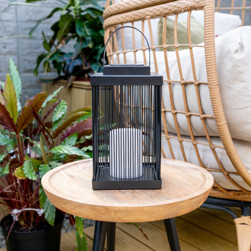 ValueLights Black Dancing Candlelight Outdoor Solar Lantern Image 5