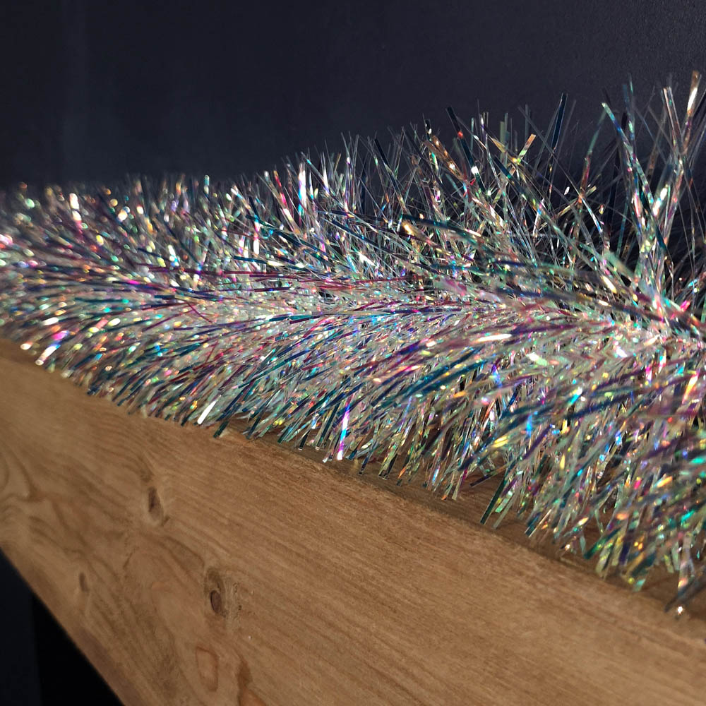 Samuel Alexander Iridescent White Fine Cut Christmas Tinsel Garland 2m Image 6