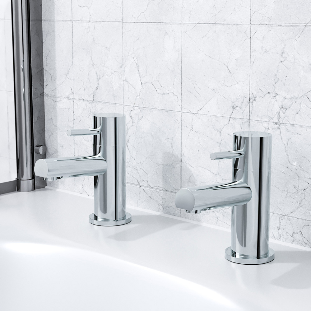 Nes Home Blossom Modern Chrome Pair of Hot and Cold Bath Taps Image 2