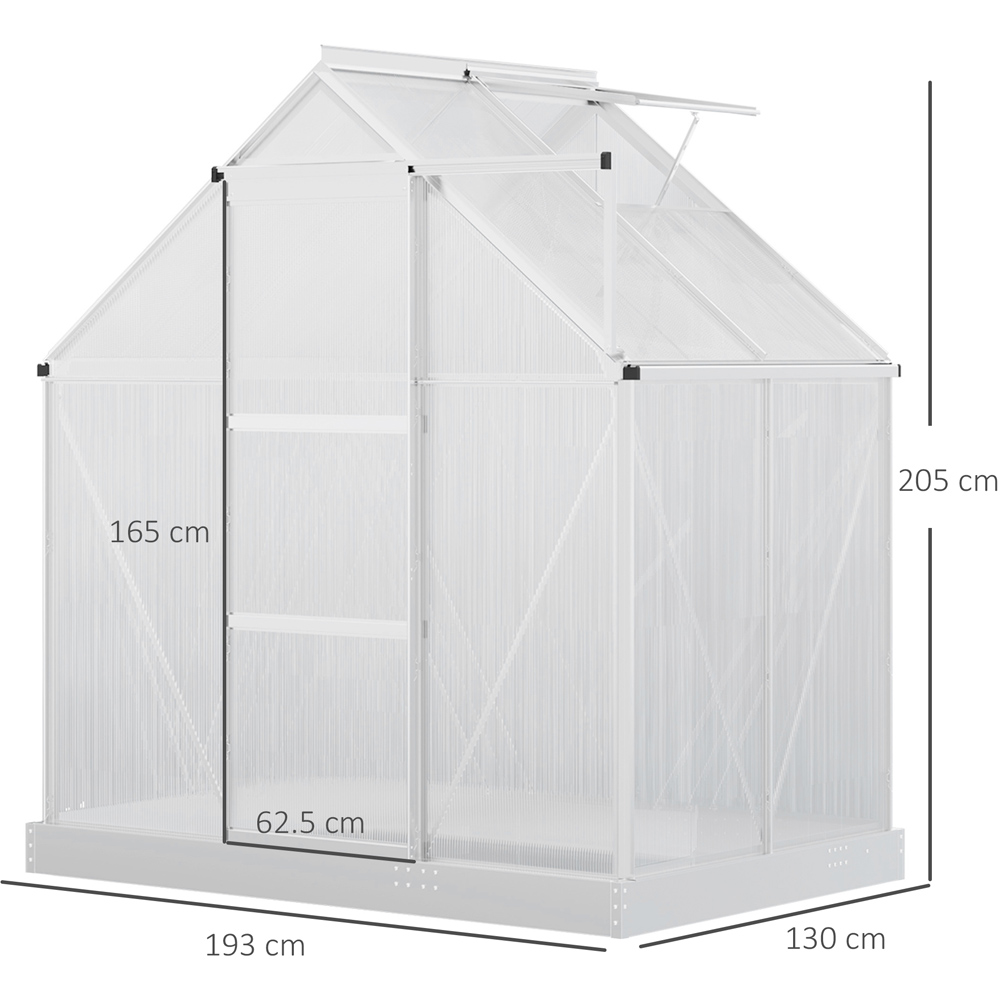 Outsunny White Polycarbonate 6 x 4ft Walk In Greenhouse Image 7