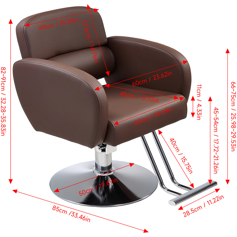 Living and Home Brown and Silver Barber Chair with Hydraulic Lift and Footrest Image 9