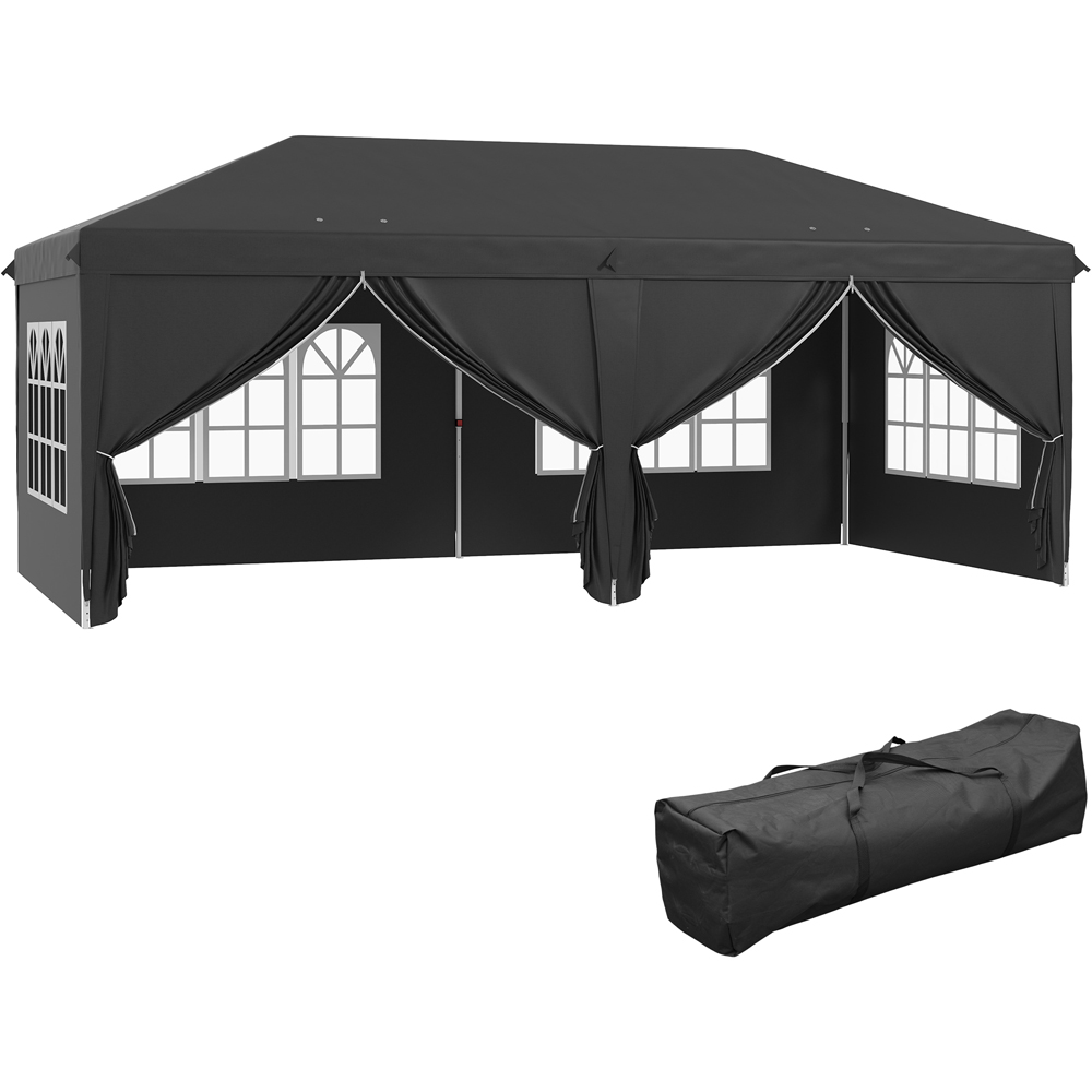Outsunny 3 x 6m Black Pop Up Gazebo with Sides Image 2